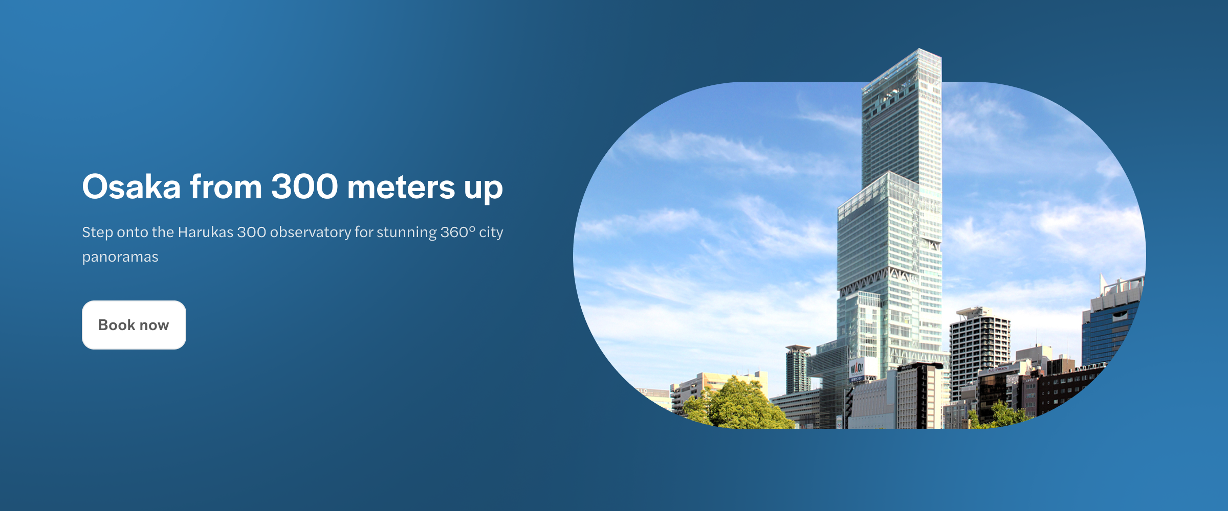 Harukas 300 Observatory building in Osaka, Japan, towering above cityscape.